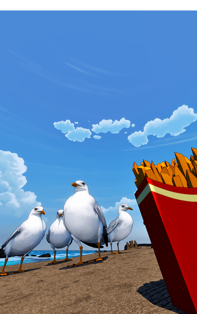 STEALGULLS gameplay - seagulls causing chaos on the beach